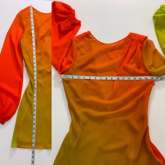 Ronny Kobo Timbra Ombre Chiffon Open V Back Dress Sz S - Picture 14 of 16